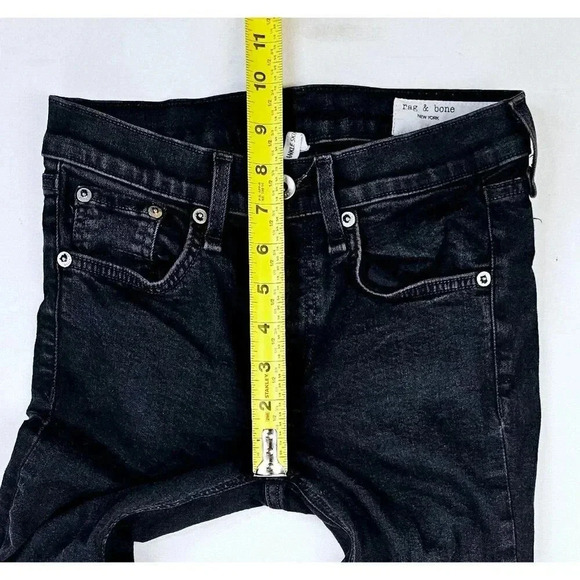 Rag & Bone Size 25X24 Women Black Ankle Skinny Embroidered Pocket Logo Jeans USA - Picture 3 of 13